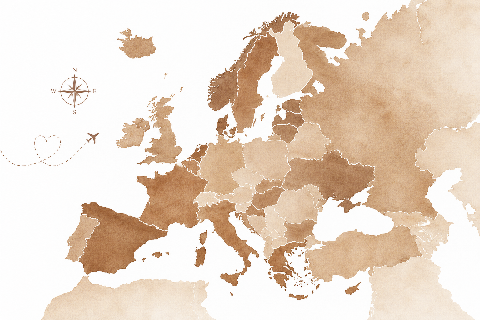Europakarte mit unseren bereisten Ländern